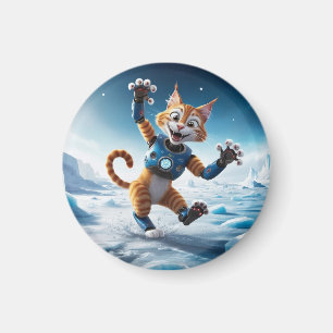 Vriendelijke robotkat op een andere ijzige planeet magneet