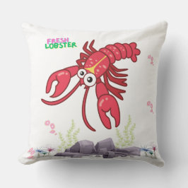 Vriendelijke rode kreeft grote ogen en gele strip kussen