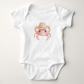Vriendelijke Roze Krab Straw Pet Kust Waterverf Romper (Voorkant)