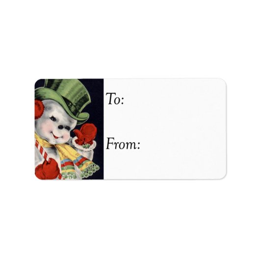 Vriendelijke Sneeuwman  Gift Label (Voorkant)