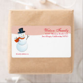 Vriendelijke sneeuwman noordpool roze aangepaste v etiket (Insitu)