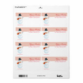 Vriendelijke sneeuwman noordpool roze aangepaste v etiket (Full Sheet)