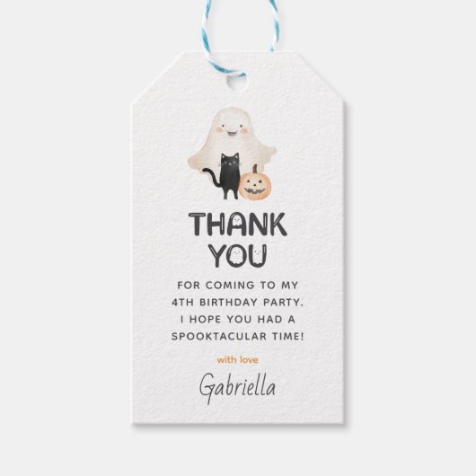 Vriendelijke spoken Spooktacular Kinder Dank u gun Cadeaulabel (Voorkant)