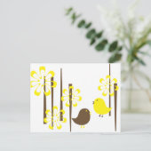 Vriendelijke vogels in geel briefkaart (Staand voorkant)