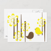 Vriendelijke vogels in geel briefkaart (Voorkant / Achterkant)