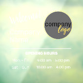 VRIENDELIJKE WELKOMSTWINKEL WINKELUREN WITTE TEKST RAAMSTICKER (Vel 3)