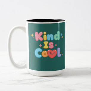 "Vriendelijkheid is Cool" Pastel Retro Typografie Tweekleurige Koffiemok