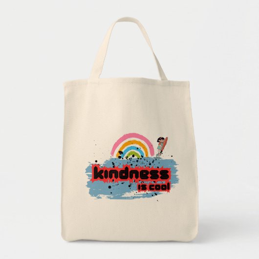 Vriendelijkheid is cool - Rainbow Surf Vibes Tote Bag (Voorkant)