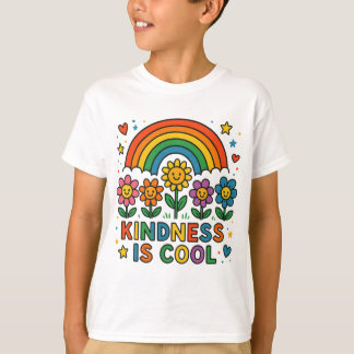 Vriendelijkheid Is Cool – Regenboog en Bloemen Pos T-shirt