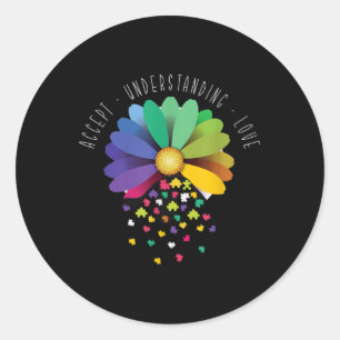 Vriendelijkheid Ribbon Hart Autisme Bewustzijn _4 Ronde Sticker