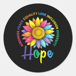 Vriendelijkheid Vrede Gelijkheid Liefde Hoop Diver Ronde Sticker