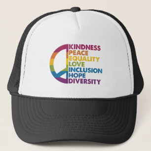 Vriendelijkheid Vrede Gelijkheid Liefde Inclusie H Trucker Pet