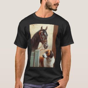 Vrienden, een baai en een Sint-Bernard in een stal T-shirt