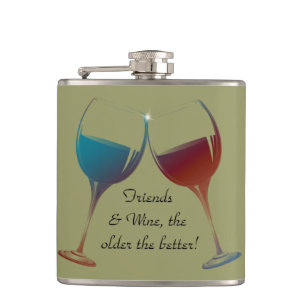 Vrienden en wijn, hoe ouder hoe beter, Fun Flask Heupfles