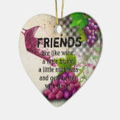Vrienden en wijn keramisch ornament (Links)
