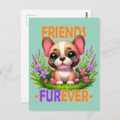 Vrienden Furever woordspeling. Schattigee Franse B Briefkaart (Voorkant / Achterkant)