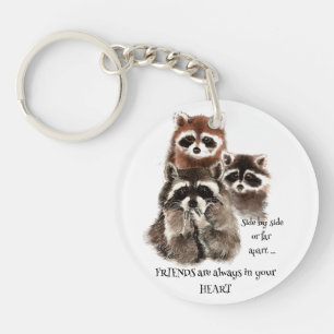 Vrienden in je hartencitaat Raccoon Animal Humor K Sleutelhanger