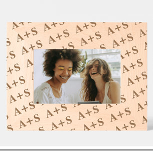 Vrienden Monogram Patroon Gegraveerd Hout Lijst