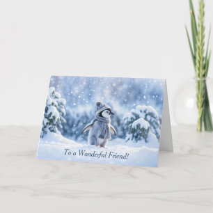 Vrienden of Vriend Prettig Nieuwjaar Kerst Pinguïn Kaart