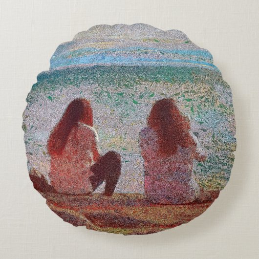 Vrienden op het eiland Lopez Pouf Pillow Rond Kussen (Voorkant)