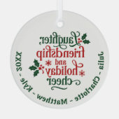 Vrienden rood groen typografie Kerst Glas Ornament (Achterkant)