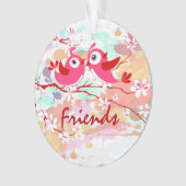 Vrienden Twee Schattige Vogels op een Tak Custom Ornament (voorkant)
