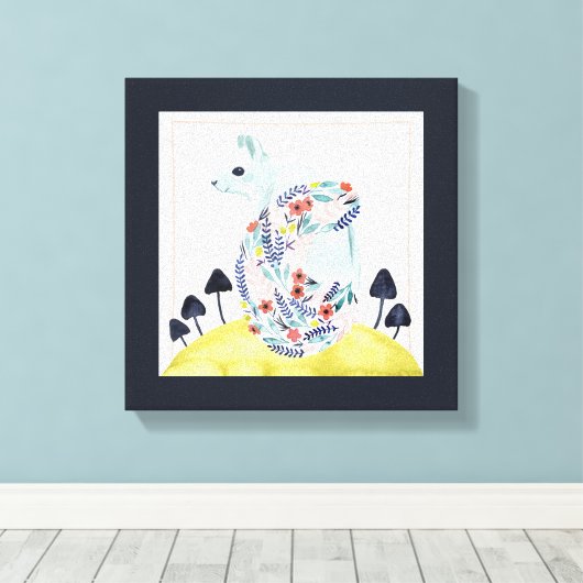 Vrienden van Clementine | Folkkunsteekhoorn Canvas Afdruk (Insitu (Houten vloer))