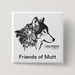 Vrienden van de knop Mutt Vierkante Button 5,1 Cm