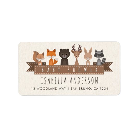 Vrienden van het Baby shower Bosbossen Etiket (Voorkant)