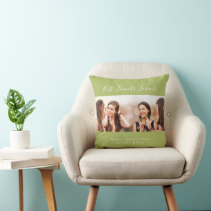 Vrienden voor altijd BFF foto namen geel groen Kussen