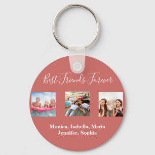 Vrienden voor altijd BFF foto's met bruin rood Sleutelhanger