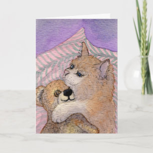 Vrienden voor altijd - Cat Hugs Beer Kaart