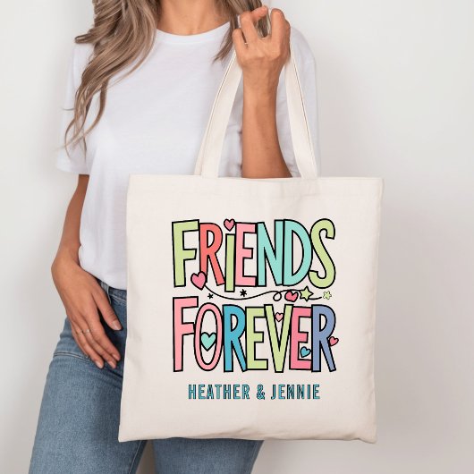 Vrienden voor altijd Typografie met namen Tote Bag