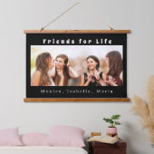 Vrienden voor levensfotonamen zwart wit hangend wandkleed (Slaapkamer)