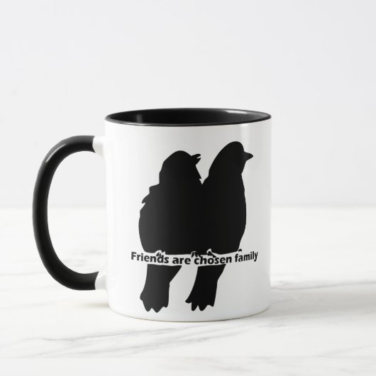 Vrienden worden gekozen als Familie Bird Silhouett Mok (Links)