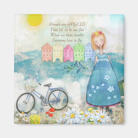 VRIENDEN ZIJN ALS ANGELS SQUARE MAGNET MAGNEET (Voorkant)