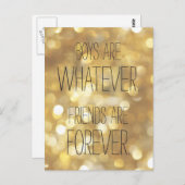 Vrienden zijn Forever Gold Sparkles Vriendschap Qu Briefkaart (Voorkant / Achterkant)