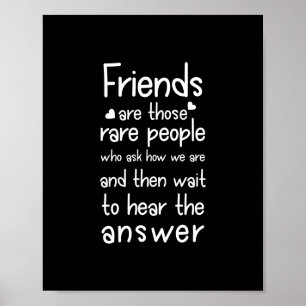 Vrienden zijn zeldzaam: Vriendschap Citaat Zwart Poster