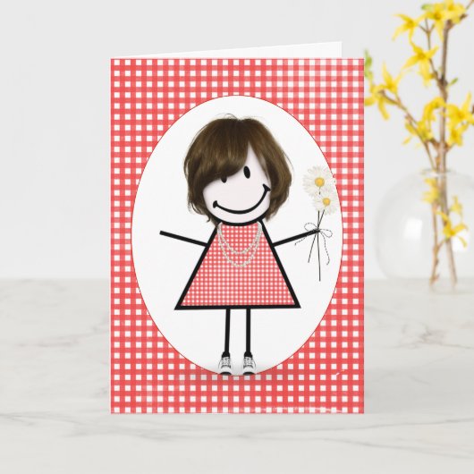 Vriendendendag op Gingham Kaart (Gele Bloem)