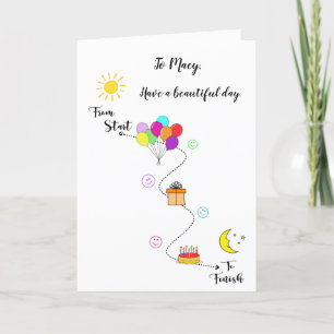 Vriendenfamilie voegt naam Happy Birthday-kaart to Kaart