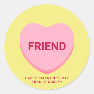 Vriendengesprek hart roze geel Valentijns Ronde Sticker