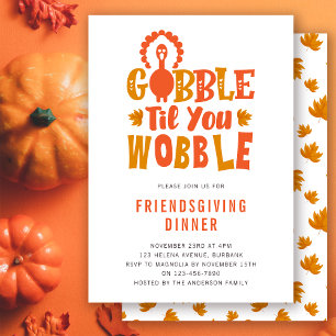 VriendenUitnodiging Gobble Til You Wobble Kaart