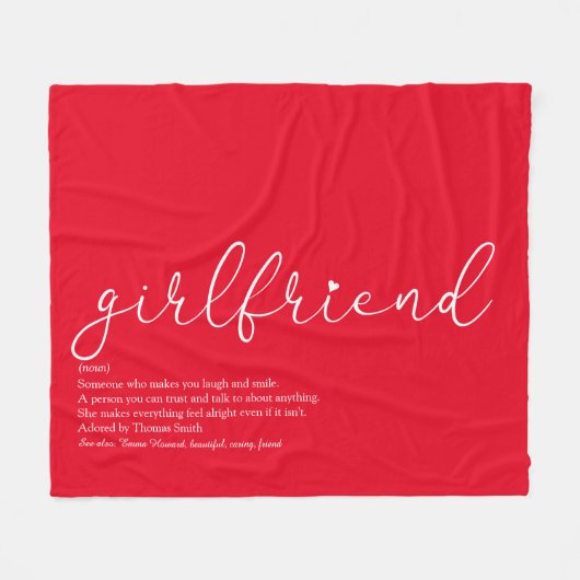Vriendin Definitie Script Liefde Hart Rood Fleece Deken (Voorkant (Horizontaal))