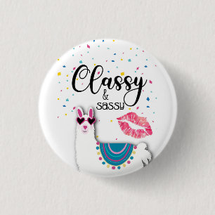 vriendinnen met cadeautjes voor de lama en de sass ronde button 3,2 cm