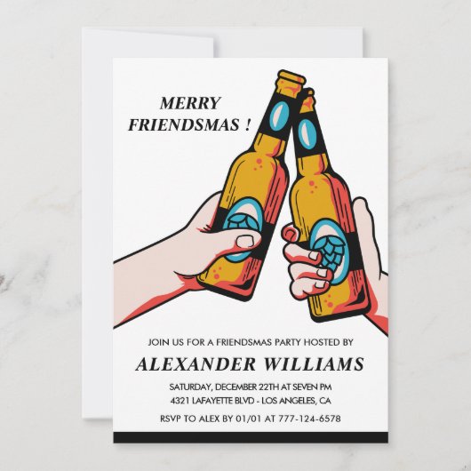 Vriendjesuitnodigingen Merry Friendsmas Beer Kaart (Voorkant)