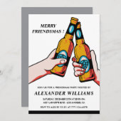 Vriendjesuitnodigingen Merry Friendsmas Beer Kaart (Voorkant / Achterkant)