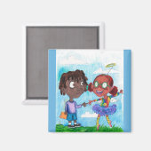 Vriendschap 2 inch vierkante magneet (Voorkant / Achterkant)