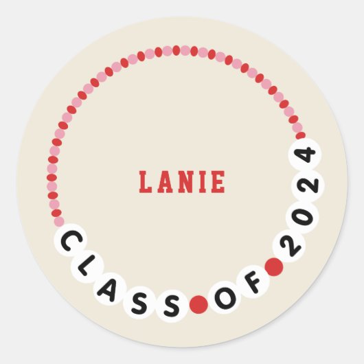 Vriendschap Armband Klasse van 2024 Afstuderen Ronde Sticker (Voorkant)