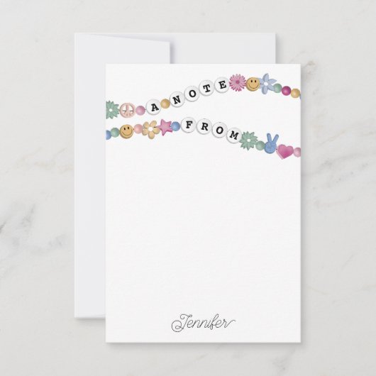 Vriendschap Armband Meisje Sieraden Kinder Geperso Bedankkaart (Voorkant)