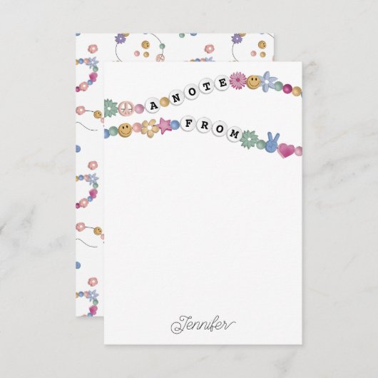 Vriendschap Armband Meisje Sieraden Kinder Geperso Bedankkaart (Voorkant / Achterkant)